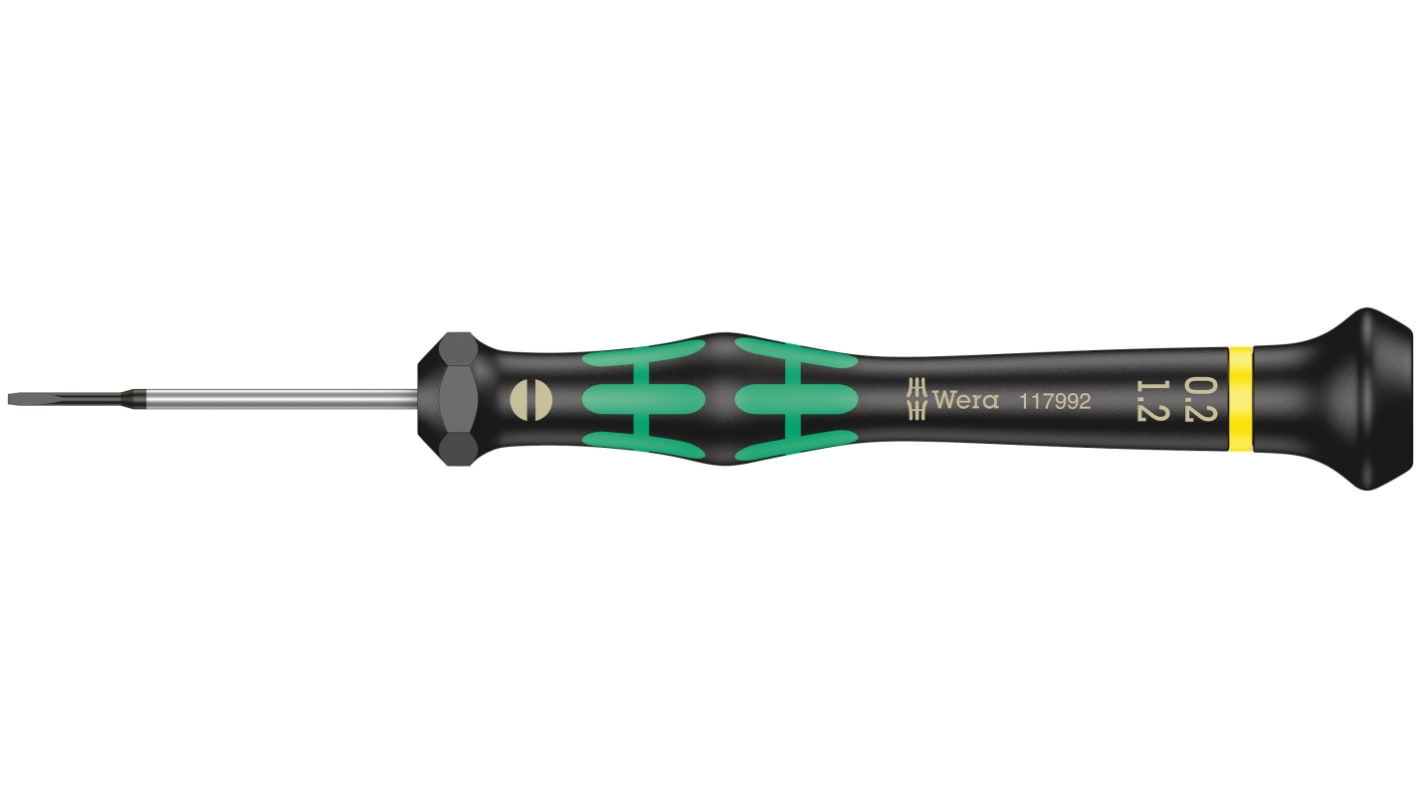 Wera Slotted Precision Screwdriver, 1.2 x 0.2 mm Tip, 40 mm Blade, 137 mm Overall