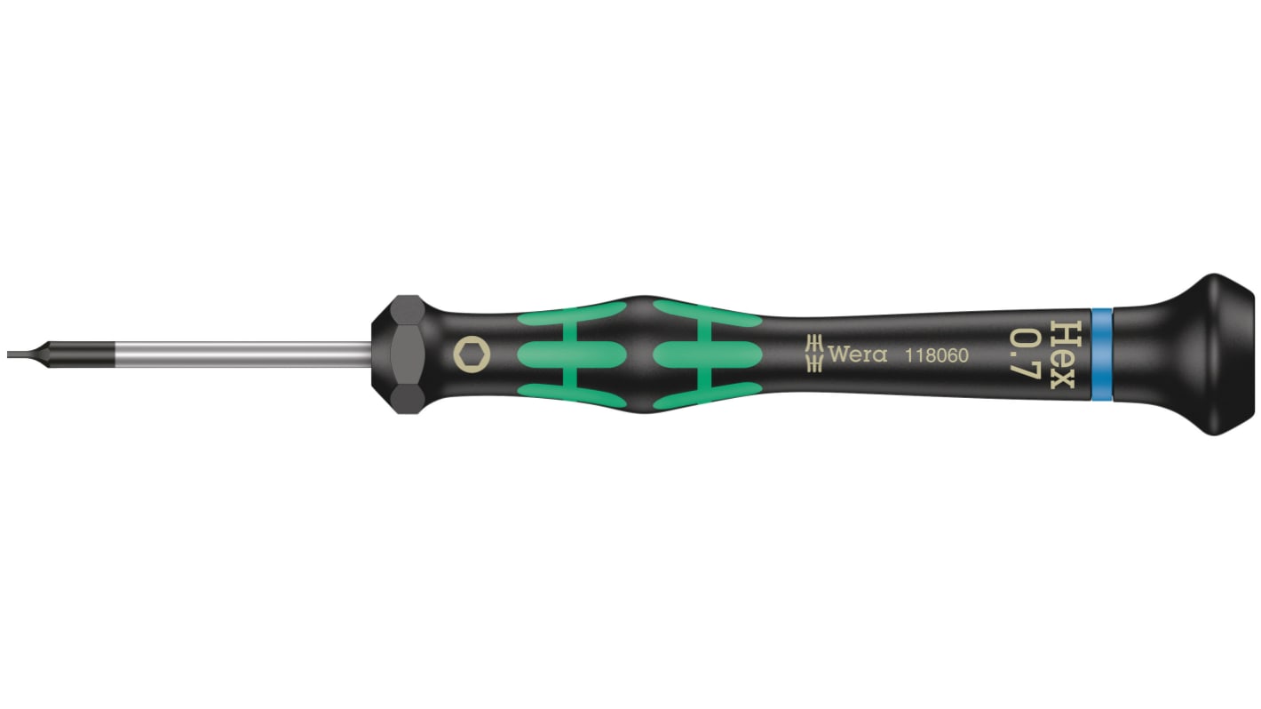 Wera 六角精密螺丝刀, 0.7 mm规格, 40 mm刀长, 137 mm总长