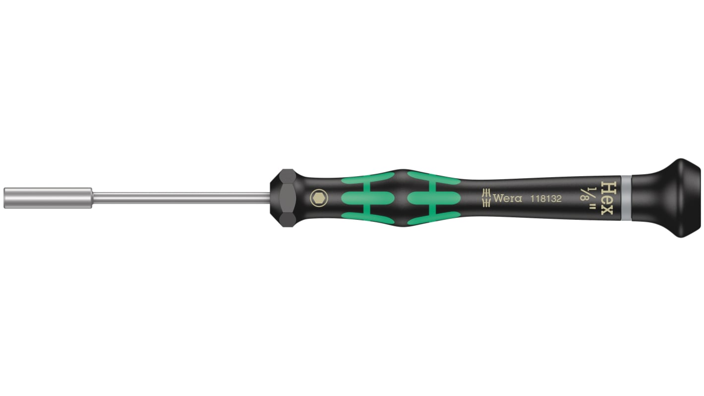 Wera Hexagon Nut Driver, 1/8 in Tip, 60 mm Blade, 157 mm Overall