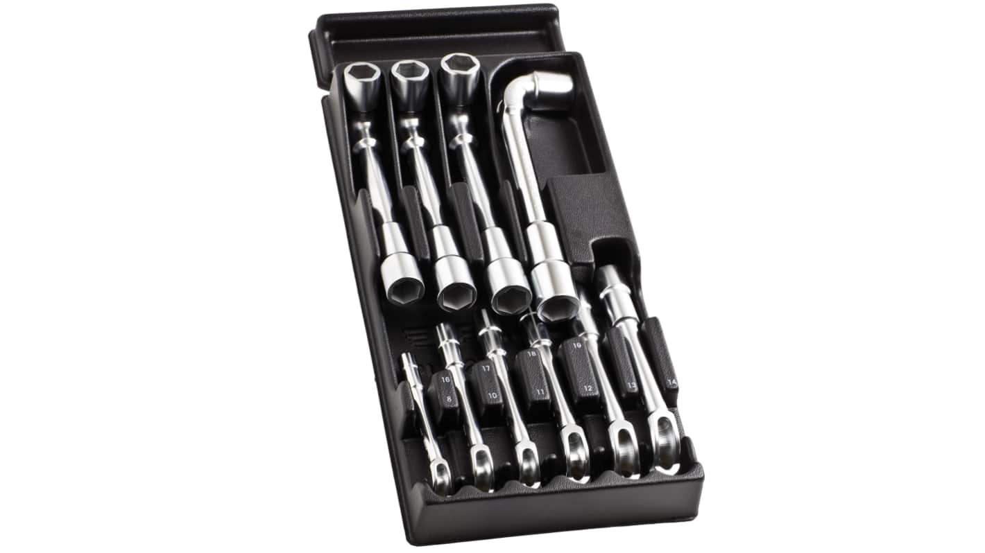 Facom Hex Tubular Box Spanner Set, 8 - 10 - 11 - 12 - 13 - 14 - 16 - 17 - 18 - 19 mm Tip