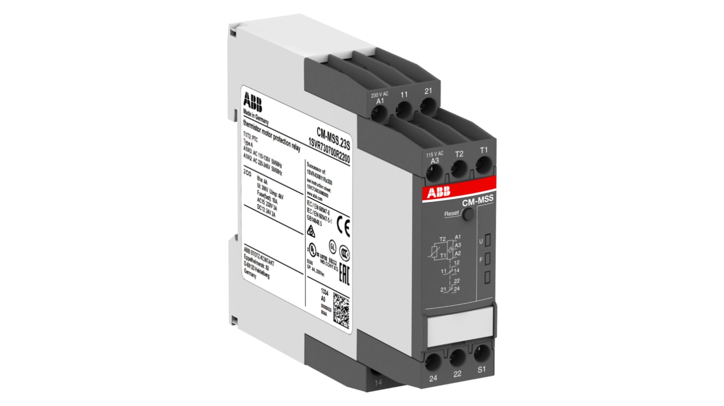 ABB Temperature Monitoring Relay, 1 Phase, DPDT, DIN Rail