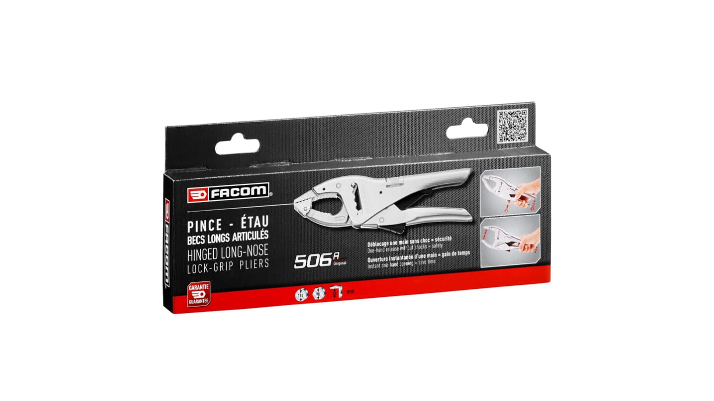 Facom 506APB Locking Pliers, 250 mm Overall, Lock Grip Tip, 17mm Jaw