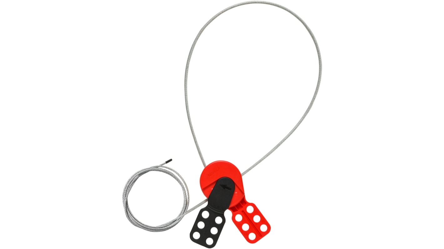 Brady Black, Red 6-Lock Polycarbonate Cable Lockout Devices, 9.40mm Shackle