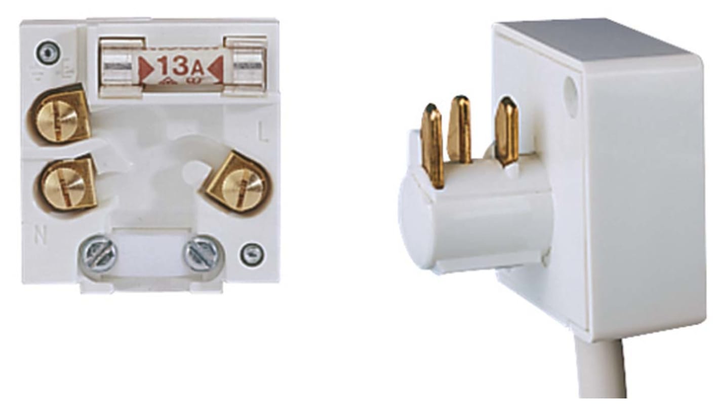 Electrak UK Mains Plug, 13A White, Cable Mount PC Screw, 240 V