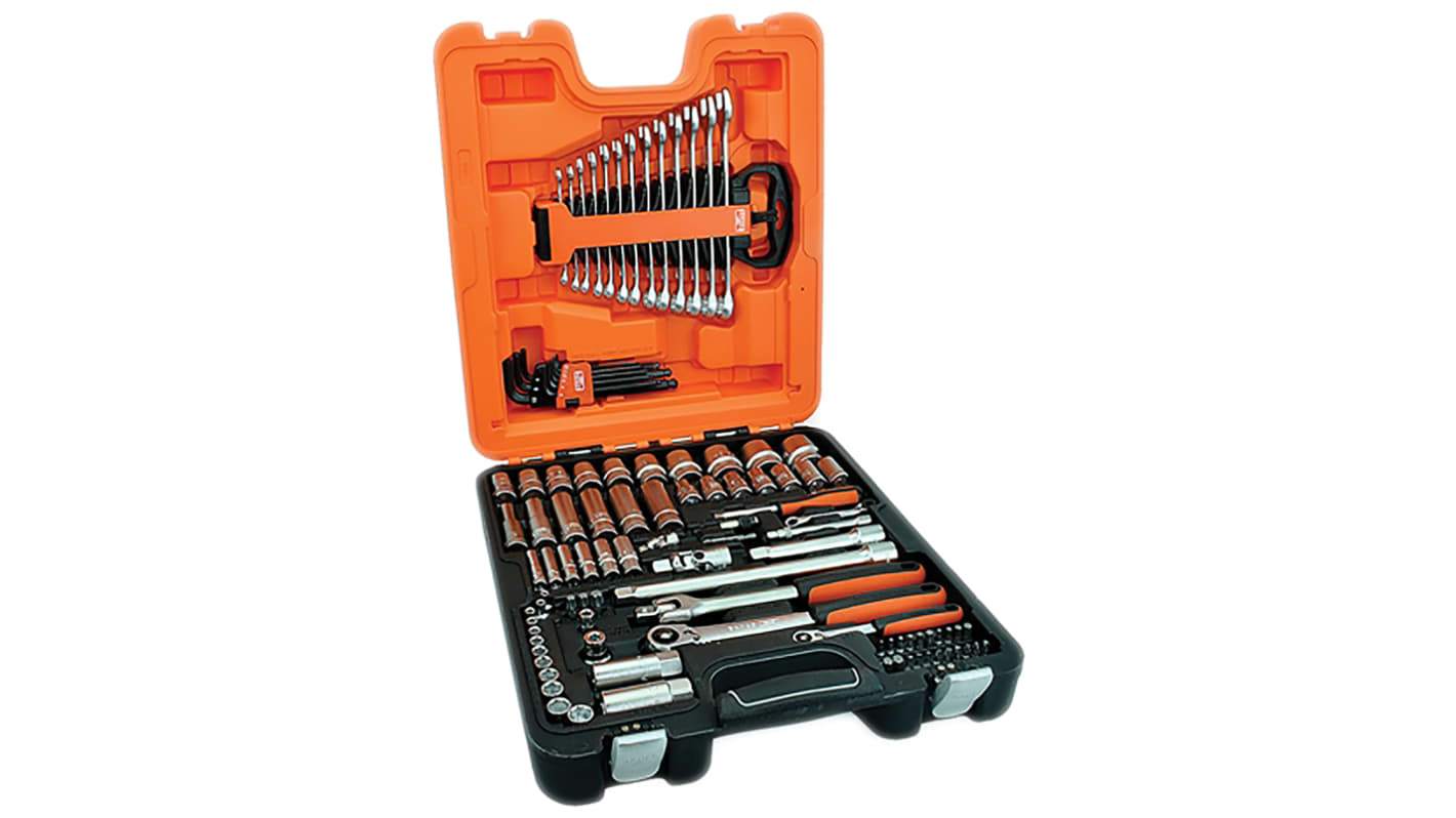 Bahco 103-Piece Metric 1/2 in; 1/4 in Deep Socket/Standard Socket/Spanner/Allen Key/Bit Set with Ratchet, 6 point; Hex
