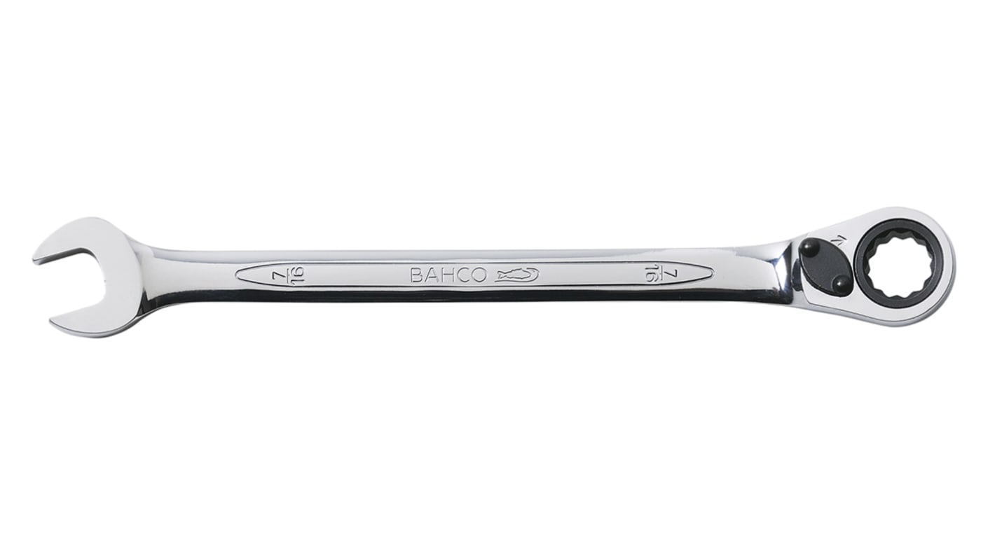 Bahco Ratchet Spanner, 7/16in, Imperial, Double Ended, 165 mm Overall