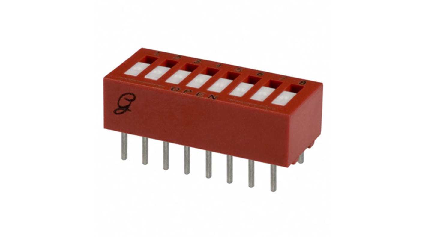 Grayhill 8 Way Through Hole DIP Switch SPST, Piano Actuator