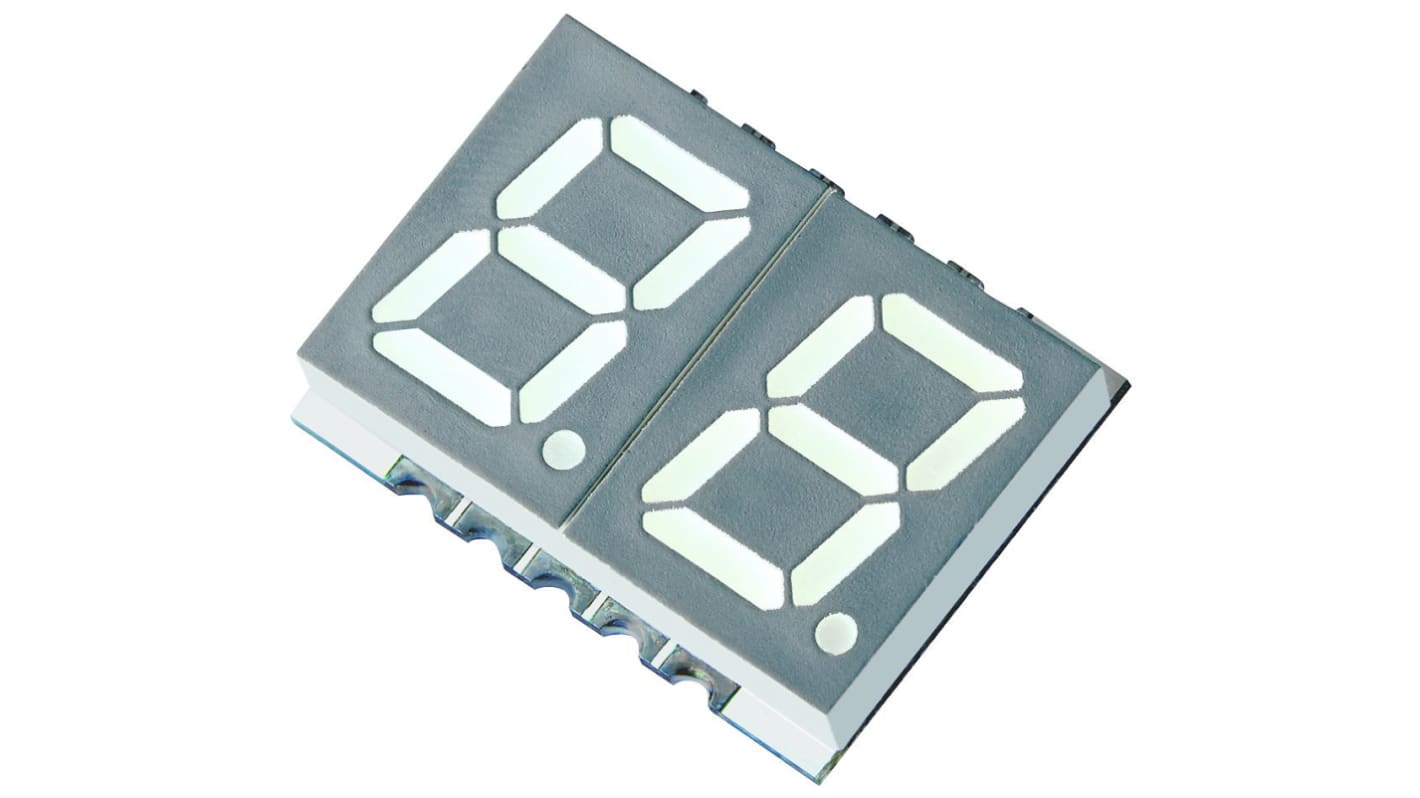 KCDA39-107 Kingbright 2 Digit 7-Segment LED Display, CA Yellow 91 mcd RH DP 10mm