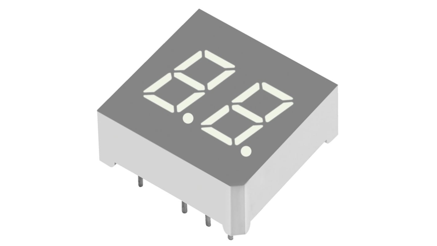 DA03-11SURKWA Kingbright 2 Digit 7-Segment LED Display, CA Red 47 mcd 7.6mm