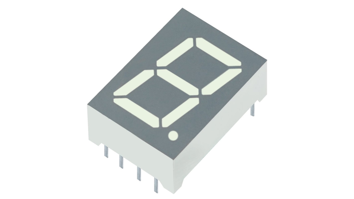 SA52-11CGKWA Kingbright 7-Segment LED Display, CA Green 46 mcd RH DP 13.2mm