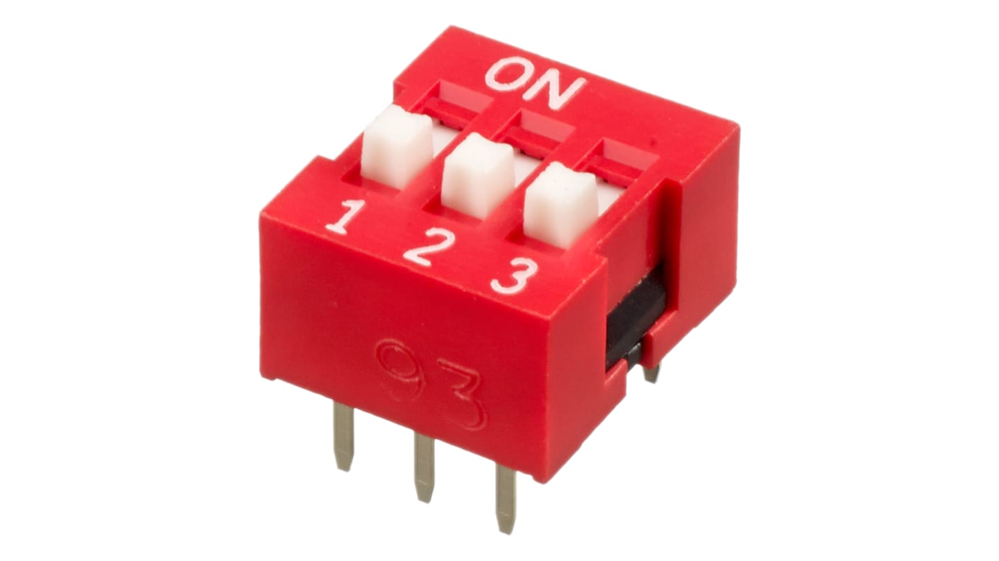 APEM 3 Way Through Hole DIP Switch SPST, Raised Actuator