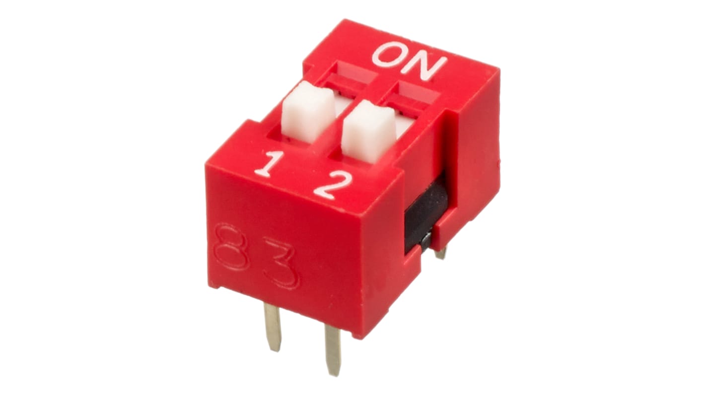 APEM 2 Way Through Hole DIP Switch SPST, Raised Actuator