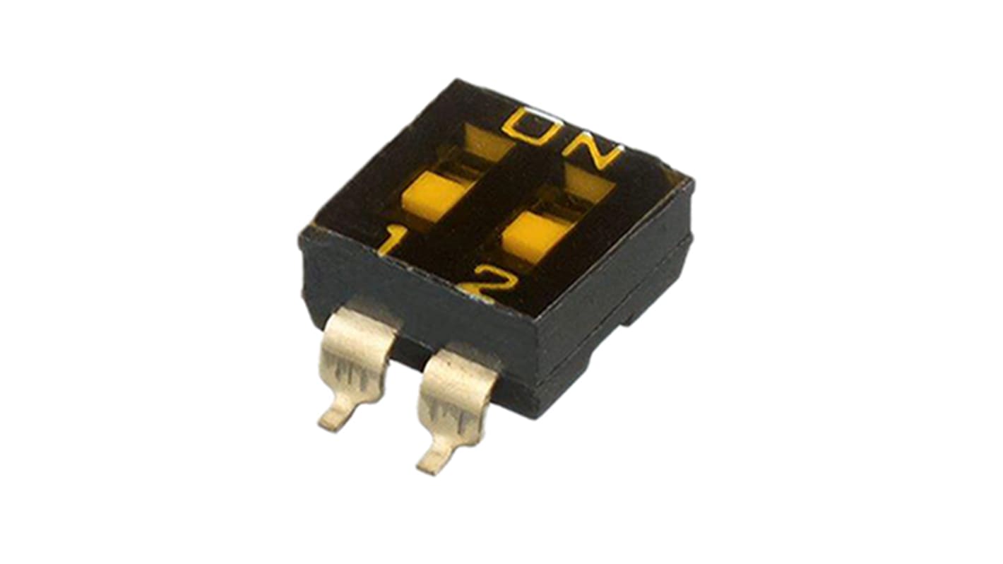 APEM 2 Way Surface Mount DIP Switch SPST, Recessed Actuator Slide Actuator
