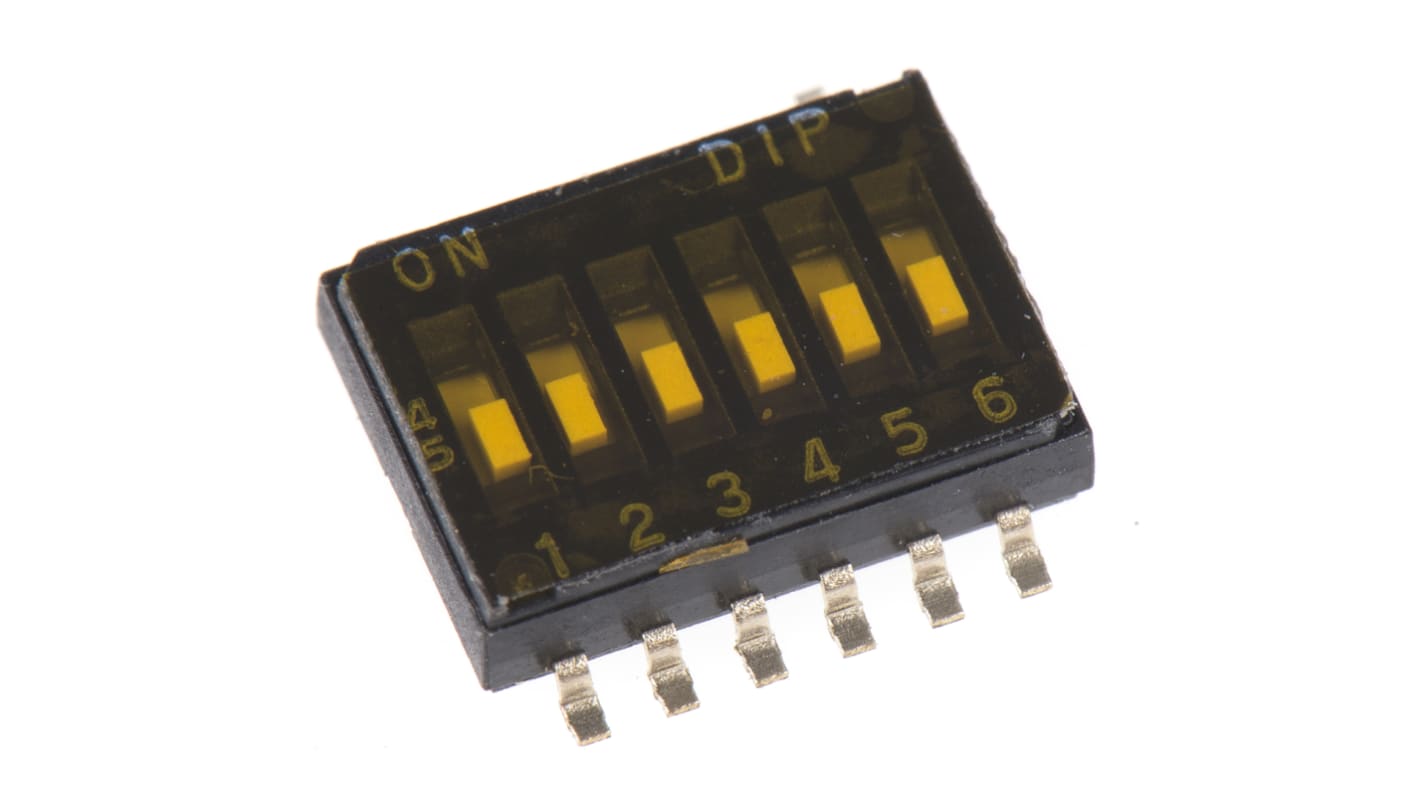 Apem 6 Way Surface Mount DIP Switch SPST, Flush Slide Actuator