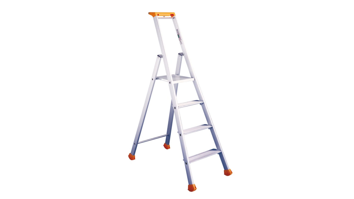 TUBESCA Anodized Aluminium 4 steps Step Ladder, 0.88m platform height, 1.54m open length
