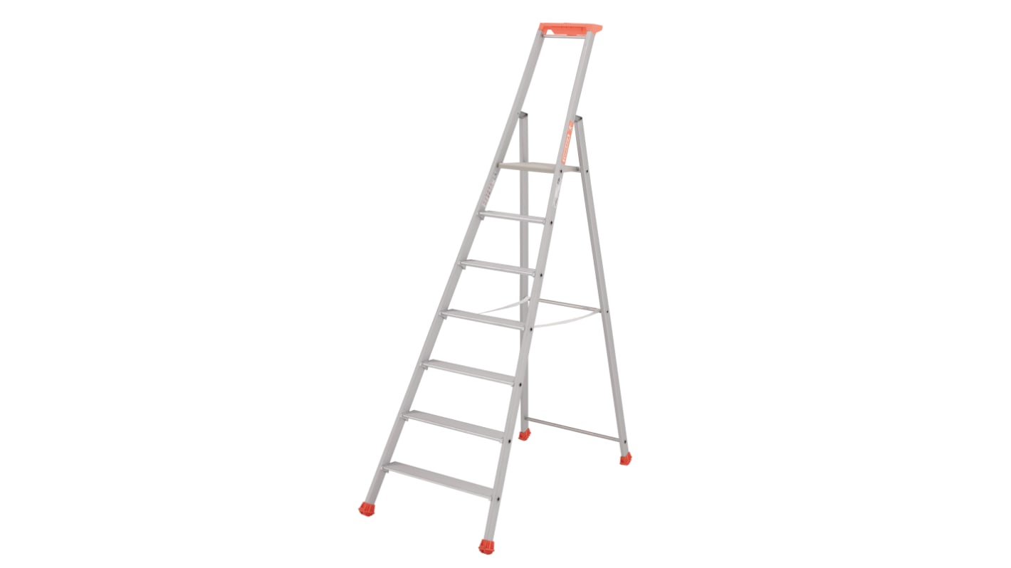 TUBESCA Anodized Aluminium 7 steps Step Ladder, 1.54m platform height, 2.19m open length