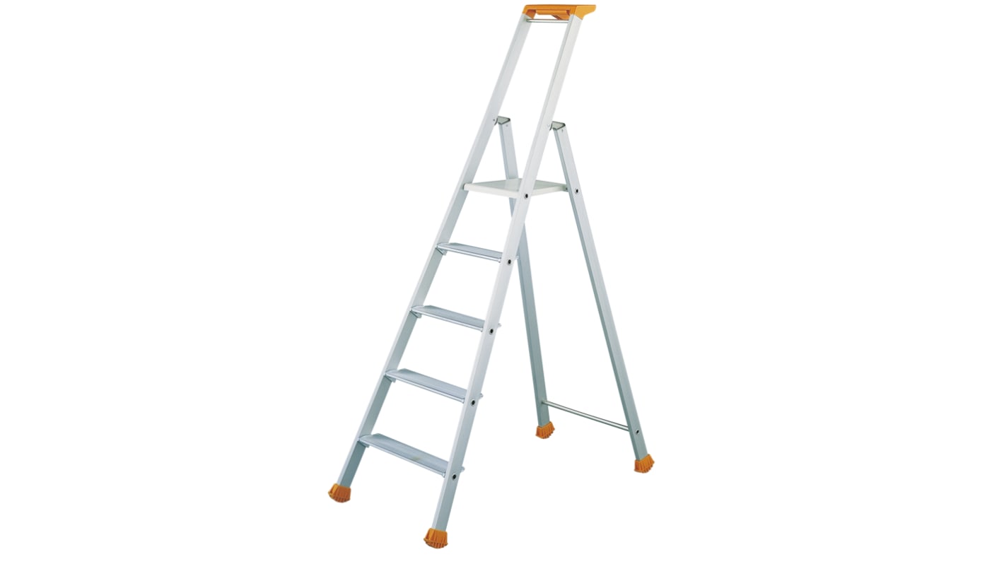 TUBESCA Anodized Aluminium 5 steps Step Ladder, 1.1m platform height, 1.75m open length