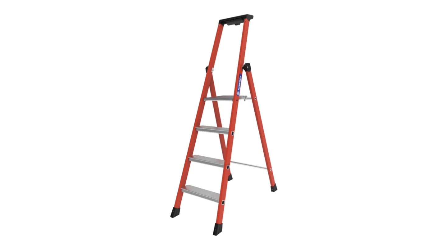 TUBESCA Fibreglass 4 steps Step Ladder, 0.92m platform height, 1.58m open length