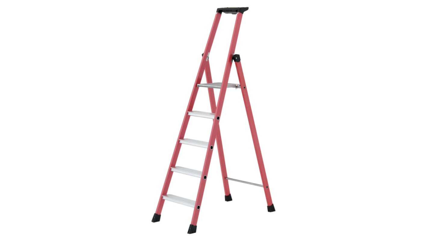 TUBESCA Fibreglass 5 steps Step Ladder, 1.15m platform height, 1.81m open length