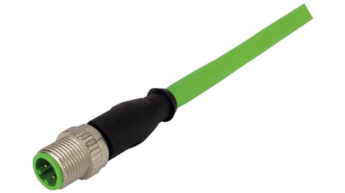 Cable de conexión HARTING, con. A M12 Hembra, 4 polos, con. B M12 Macho, 4 polos, cod.: D, long. 5m, IP67