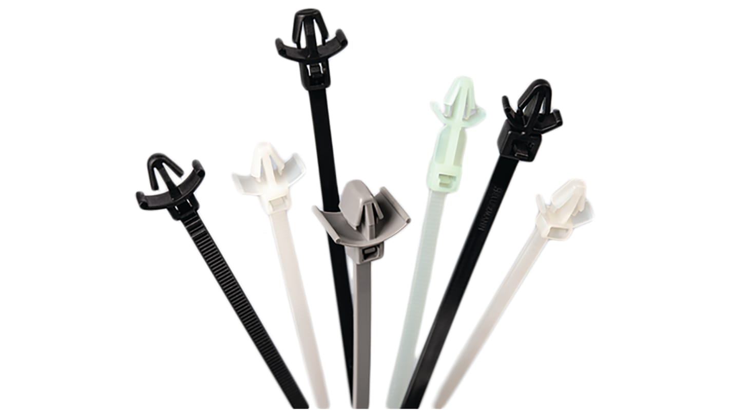 HellermannTyton Cable Tie, Assembly, 225mm x 5 mm, Black Polyamide 6.6 (PA66), Pk-1000