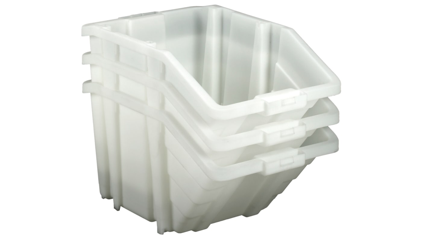 RS PRO PP Storage Bin, 345mm x 400mm, White