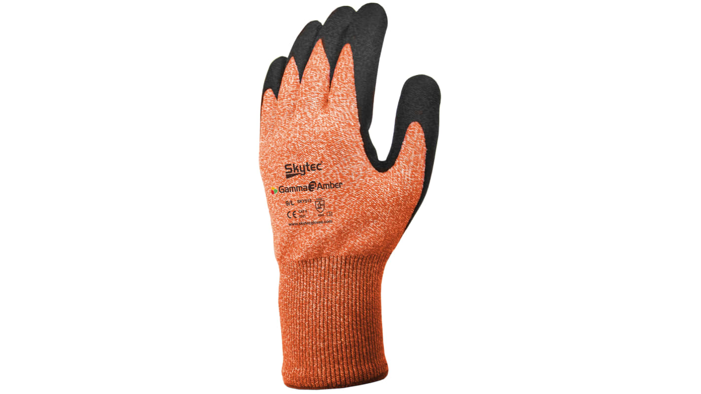 Skytec Orange Cut Resistant Work Gloves, Size 9, Nitrile Coating
