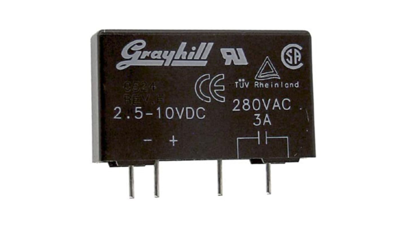 Grayhill Interface Relay Module, PCB Mount, SPST, 1-Pole, 0.03 → 3A Load