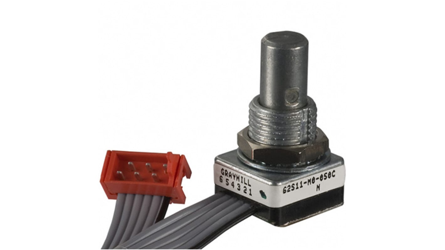 Grayhill 5V dc Optical Encoder with a 6.32 mm Flat Shaft, Panel Mount, Center Ribbon Cable with Connector