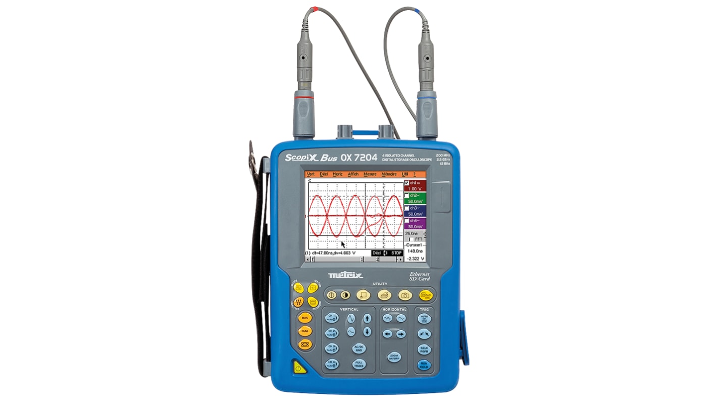 Metrix OX7204-BUS OX720 Series, 200MHz Digital Storage, Handheld Digital Oscilloscope, 4 Analogue Channels