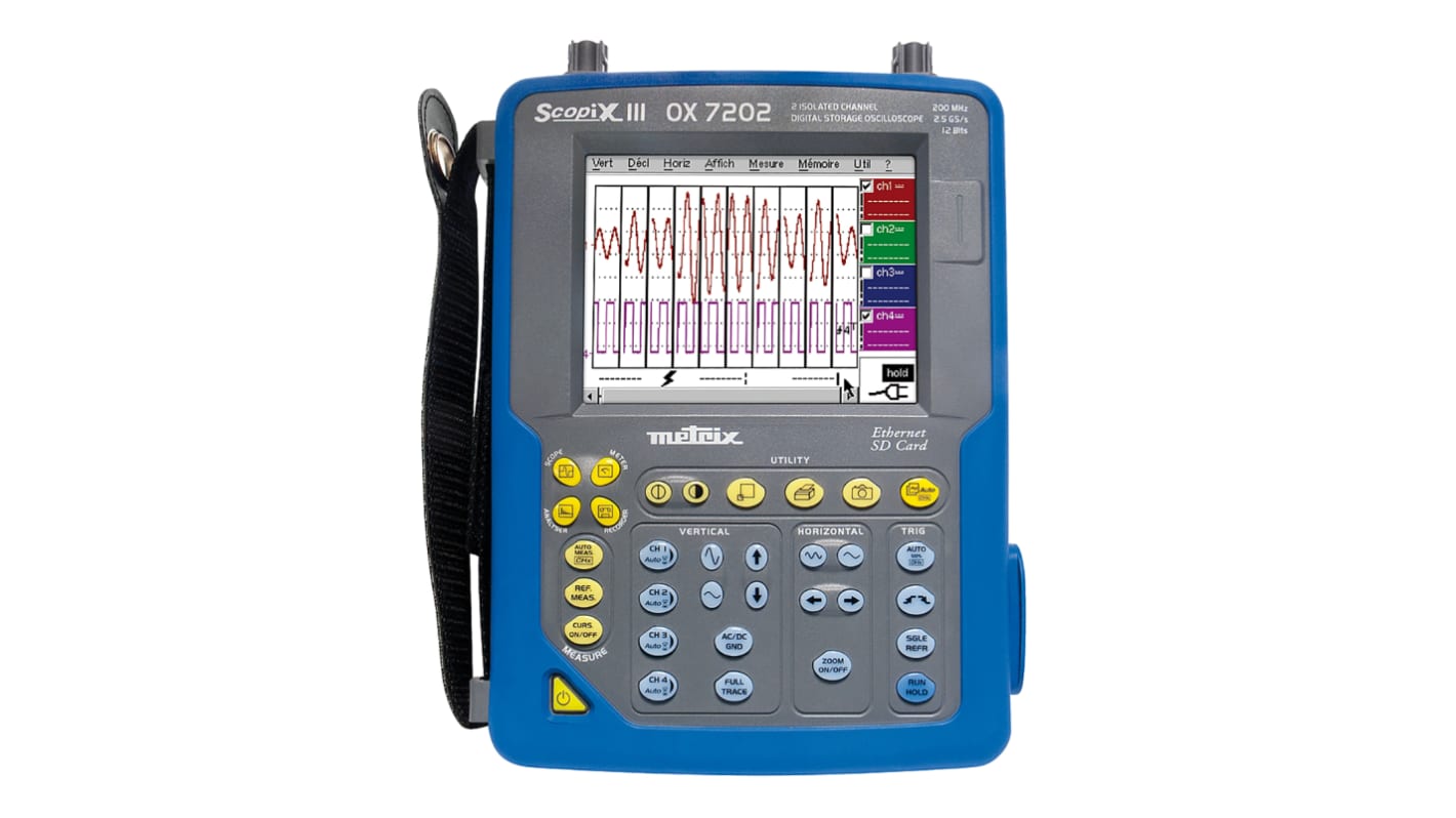 Metrix OX7202-BUS OX720 Series, 200MHz Digital Storage, Handheld Digital Oscilloscope, 2 Analogue Channels