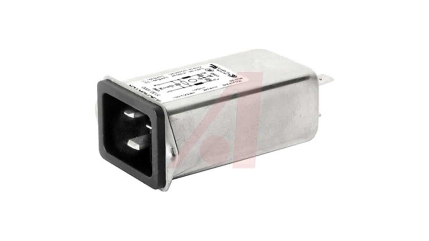 Schurter 16 (IEC) A, 20 (UL / CSA) A, 250 V ac Male Panel Mount Filtered IEC Connector 5130.1101, Quick Connect None