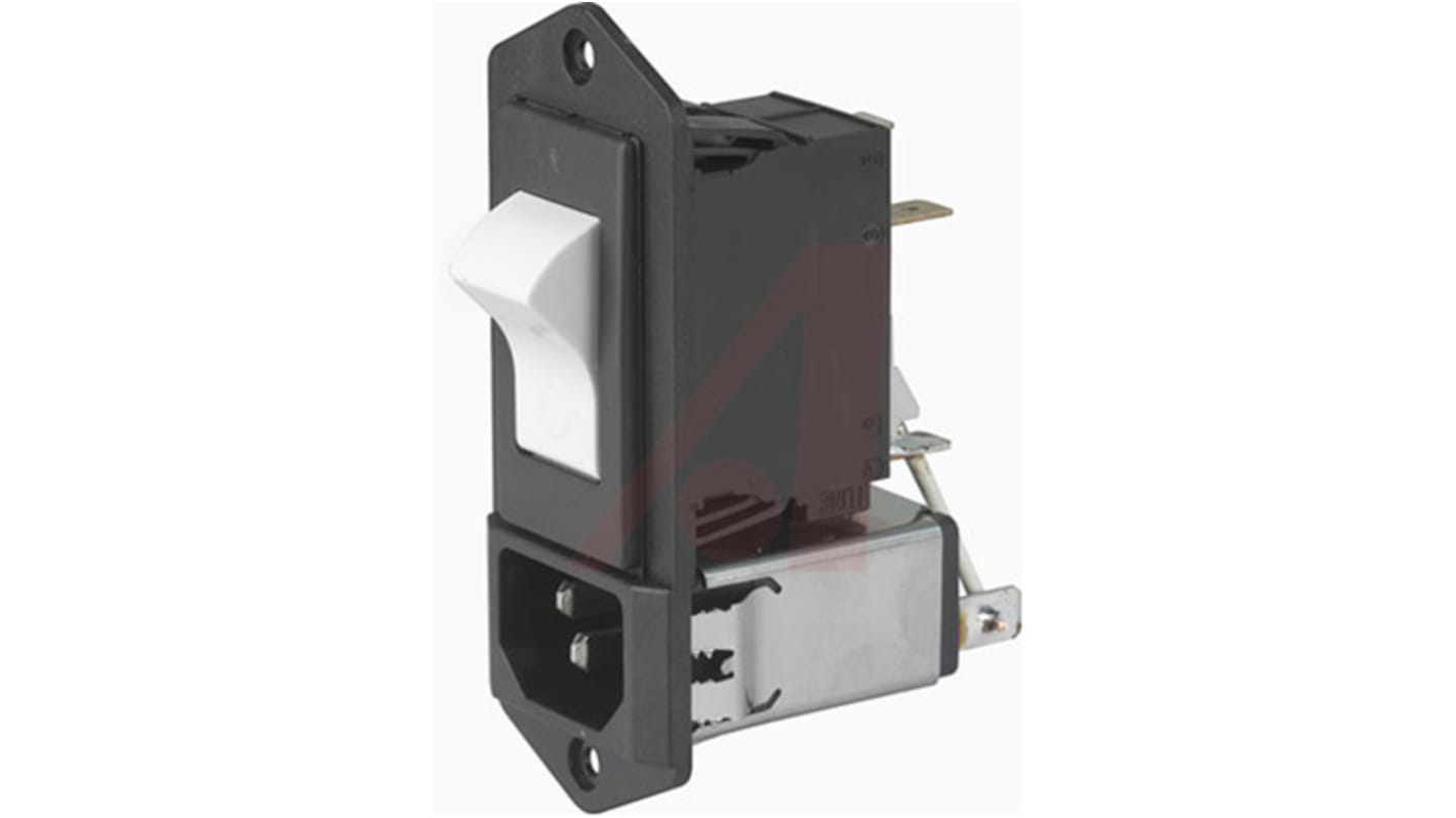 Schurter 10A, 250 V ac Male Panel Mount Filtered IEC Connector 2 Pole 5145.0470.711, Quick Connect None Fuse