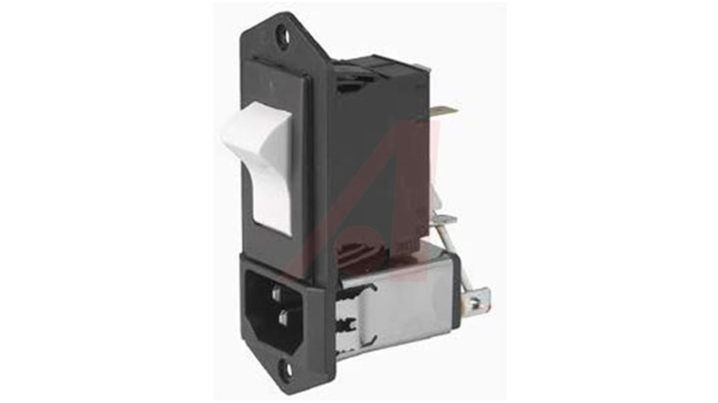 Schurter 4A, 250 V ac Male Panel Mount Filtered IEC Connector 2 Pole 5145.1356.411, Quick Connect None Fuse