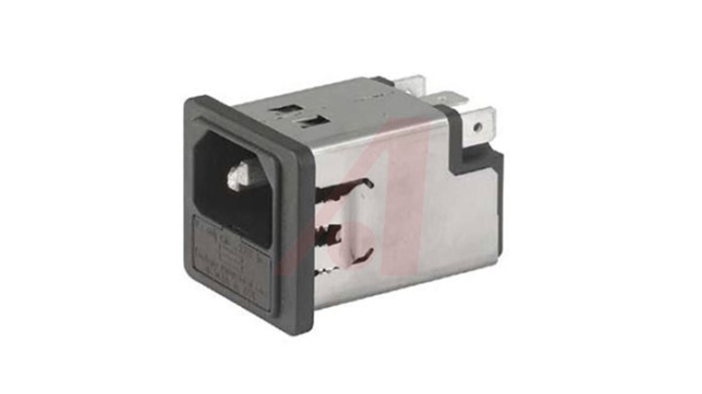 Schurter 8A, 250 V ac Male Panel Mount Filtered IEC Connector 5200.0843.1, Quick Connect 1 Fuse