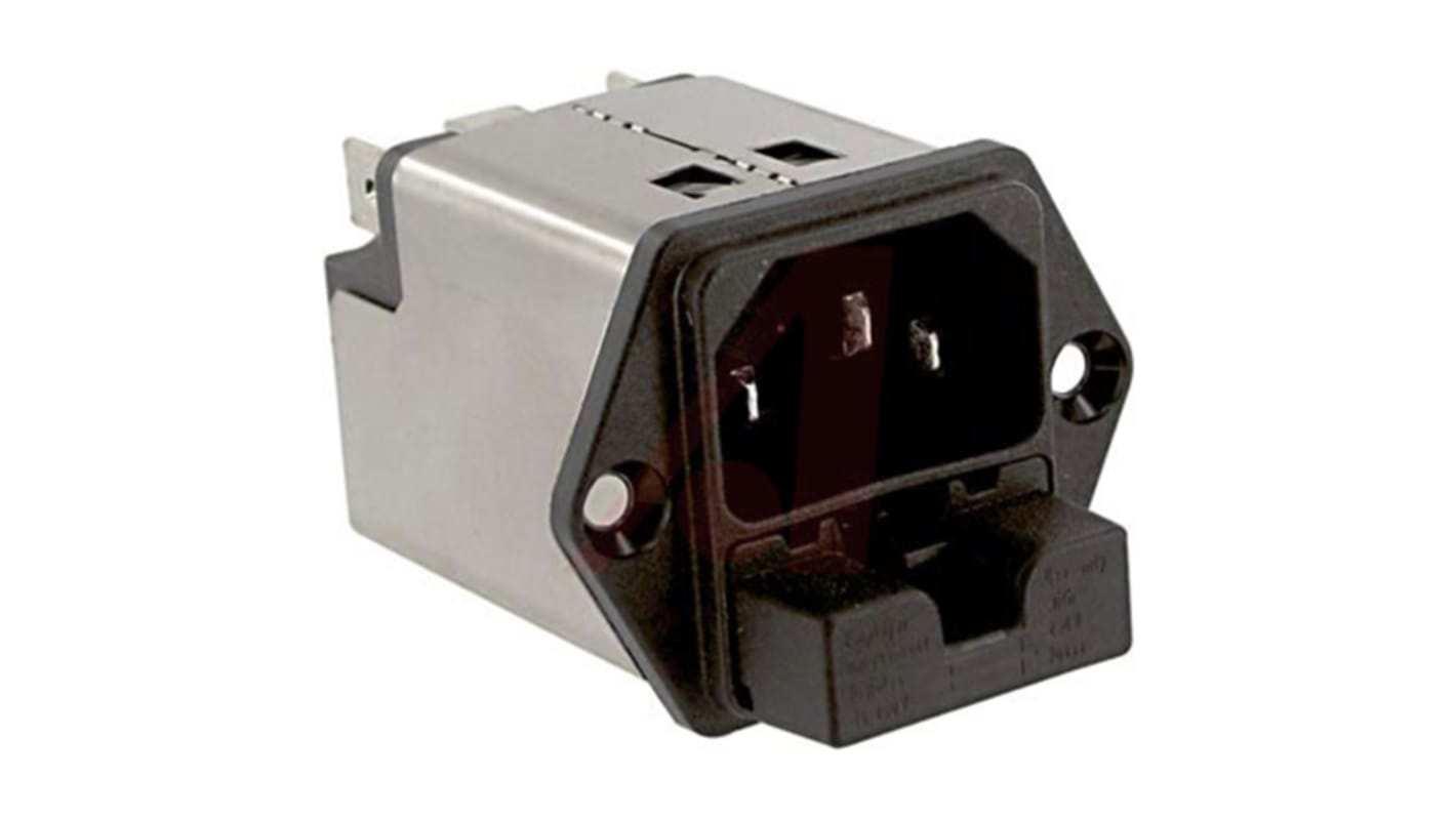 Schurter C14插头 IEC连接器, 面板安装, 250 V, 6A, 2个5 x 20mm保险丝
