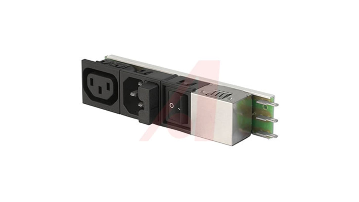 Schurter 6A, 250 V ac Male Panel Mount Filtered IEC Connector 2 Pole 5424.6253.301, Quick Connect 2 Fuse