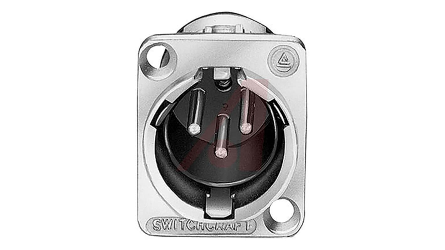 Switchcraft Panel Mount XLR Connector, Male, 125 V ac, 3 Way, Silver Plating