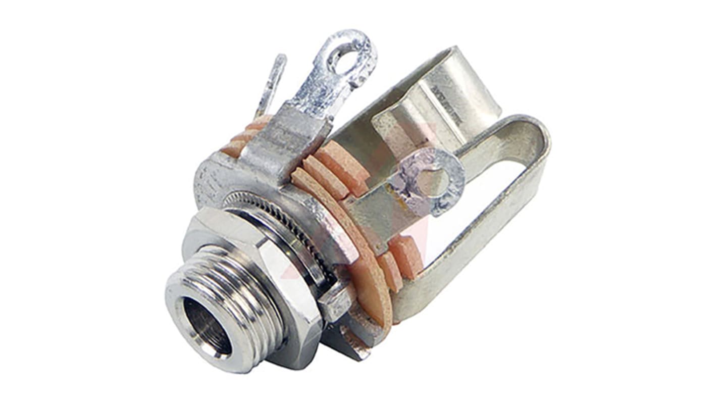 Conector jack estéreo de 5.34 mm Hembra Switchcraft, Montaje en chasis, montaje de panel