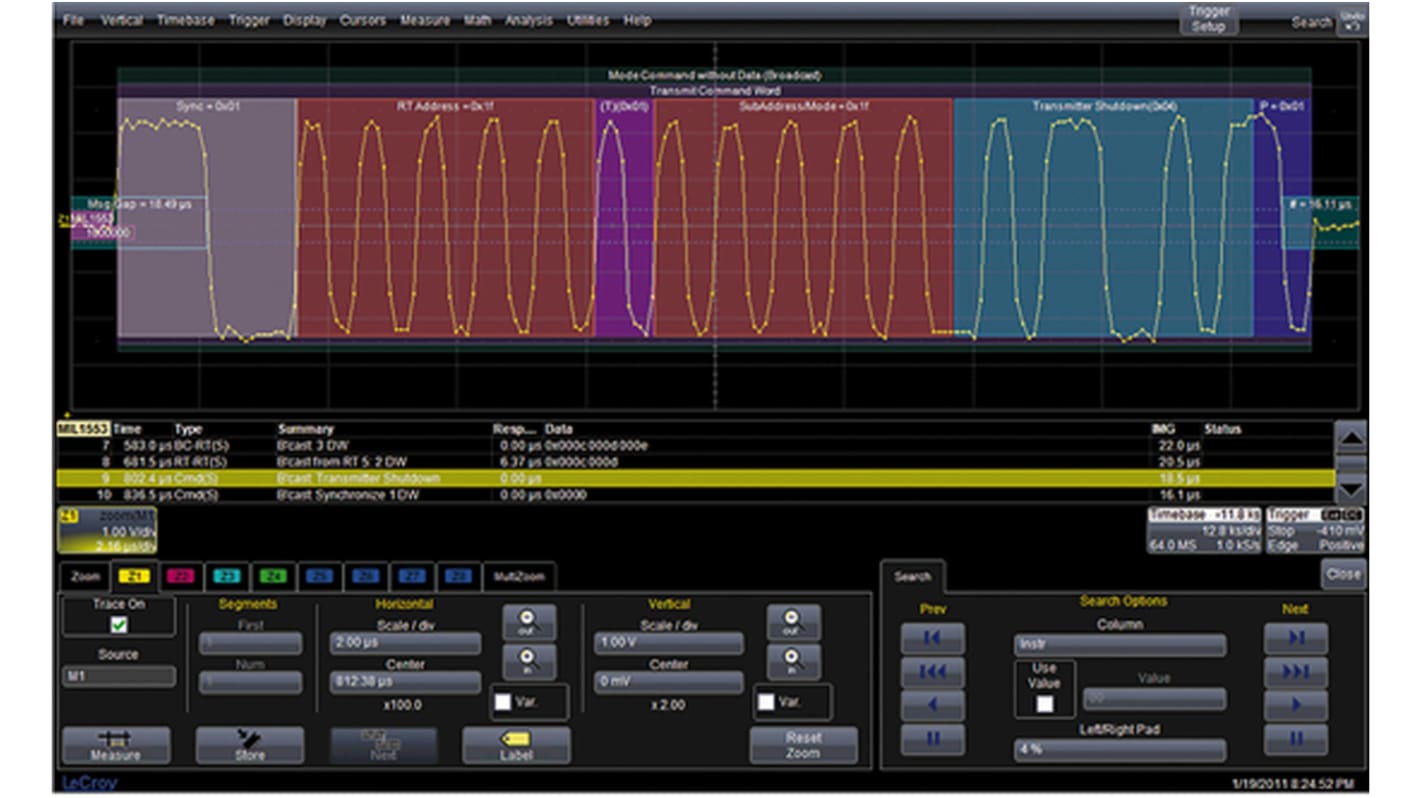 Teledyne LeCroy MIL-STD-1553 Trigger & Decode Oscilloscope Software for Use with HDO4000 Series, Version A, B