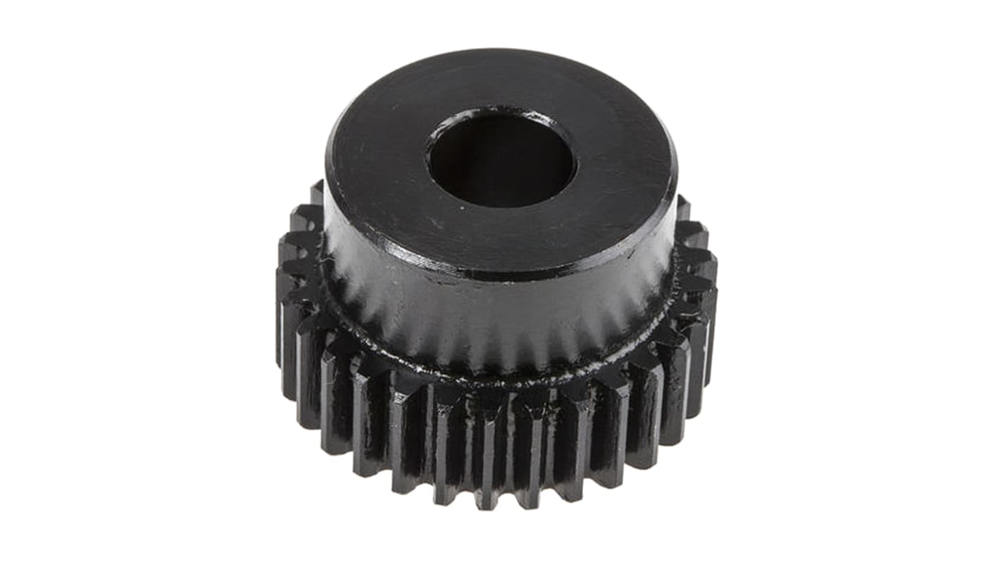 Ingranaggio cilindrico RS PRO, modulo 0.8, 30 denti, passo Ø 24mm, semigiunto Ø 12mm, foro Ø 6mm, in Acciaio