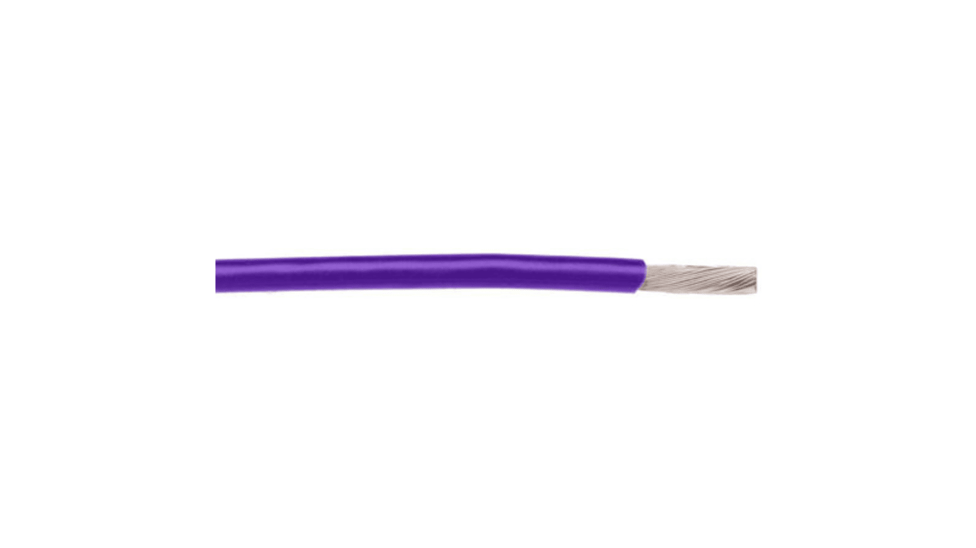 Alpha Wire 紫色电线, 0.2 mm², 30m长, 24 AWG, 1 kV, 最高+200°C, PTFE绝缘, Hook-up Wire TEFLON系列