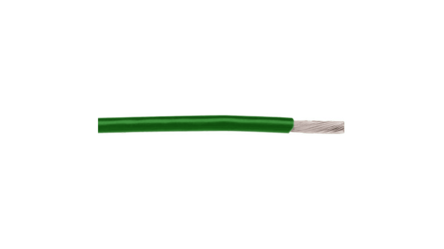 Fils de câblage Alpha Wire MIL-W-16878, Hook-up Wire TEFLON, 0,24 mm², Vert, 24 AWG, 30.5m, 250 V