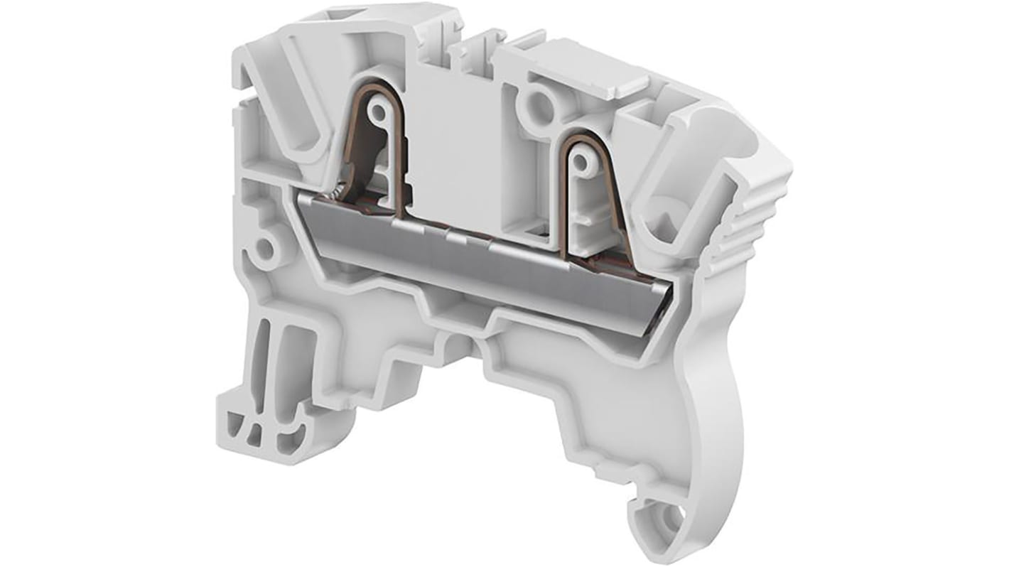 Entrelec ZK4 Series Grey Standard Din Rail Terminal, 4mm², Single-Level, Spring Clamp Termination