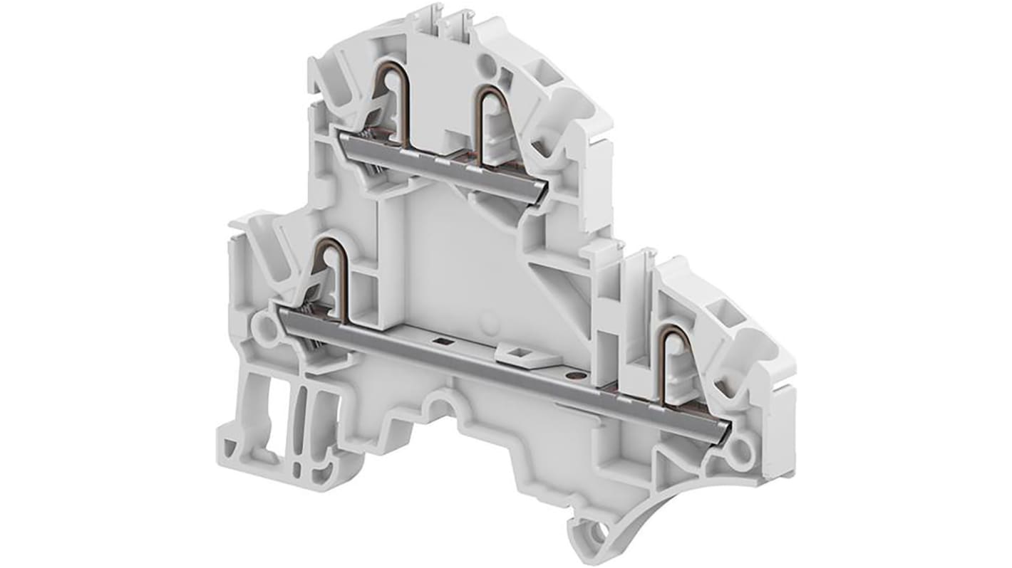 Entrelec 1SNK705210R0000 ZK2.5 Series Grey, 2.5mm², Double-Level, Spring Clamp Termination