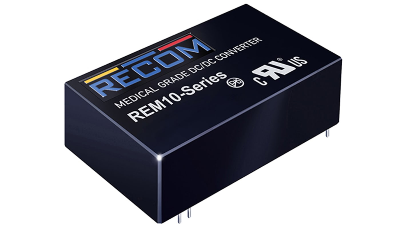 Recom REM10 DC-DC Converter, 5V dc/ 2A Output, 5.5 → 9 V dc Input, 10W, Through Hole, +105°C Max Temp -40°C Min
