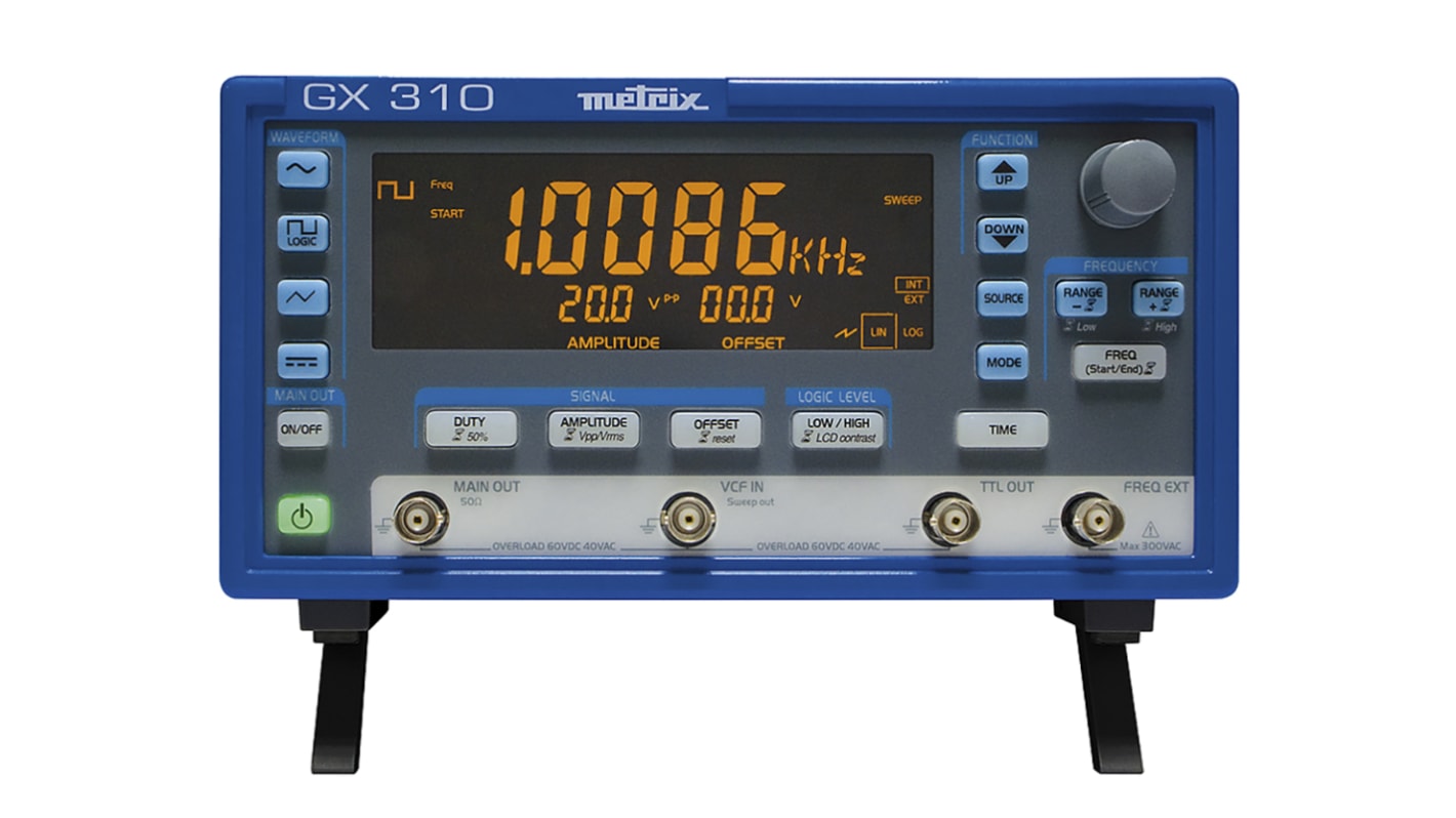 Generador de funciones Metrix GX 310-P, calibrado RS, onda sinusoidal de 0.001Hz → 10MHZ