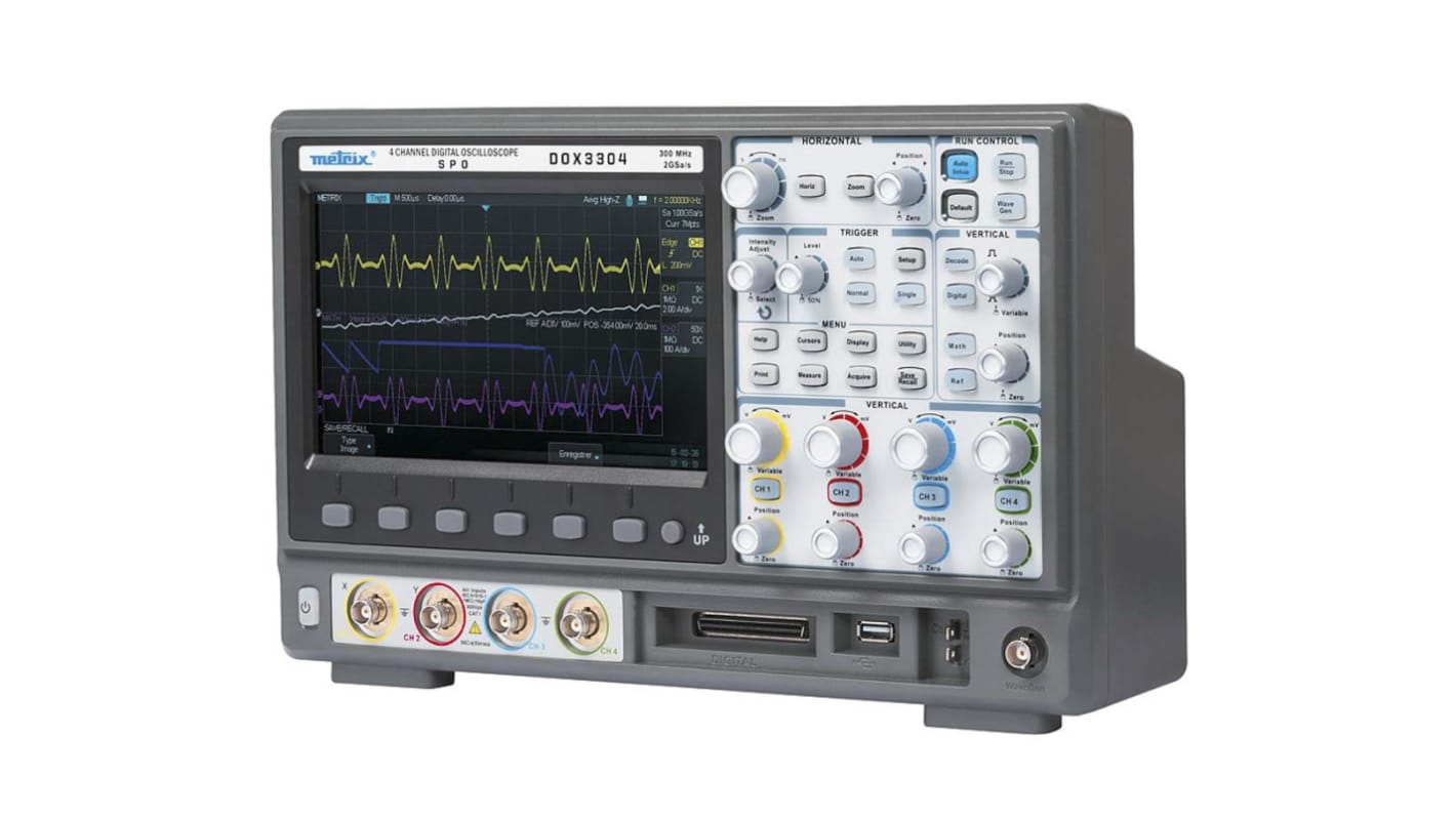 Metrix DOX3304 DOX3000 Series Bench Oscilloscope, 4 Analogue Channels, 300MHz