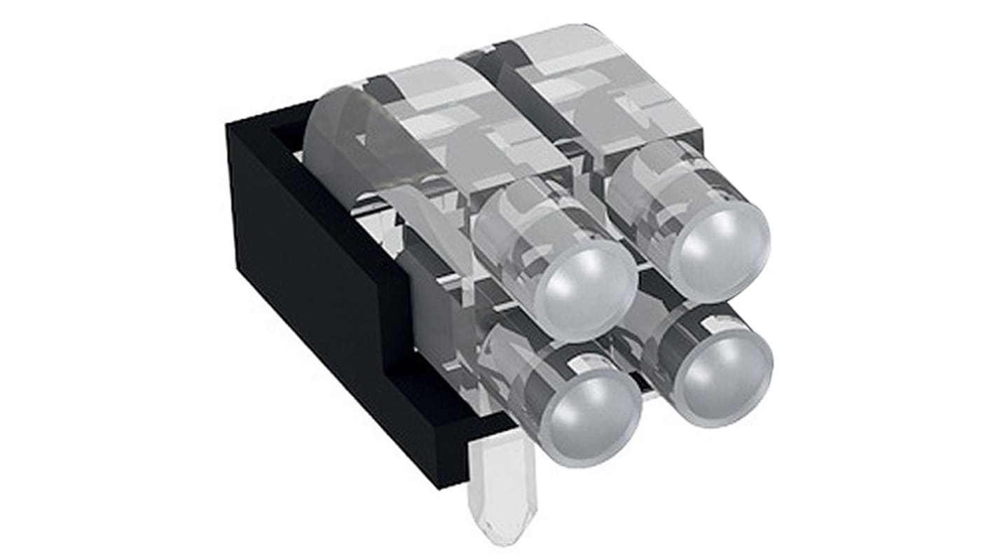Światłowód do LED sztywny, kątowy, dł. 11.85mm, montaż na PCB, 2-rzędowy, 4-drożny, soczewka kopułkowa, MENTOR