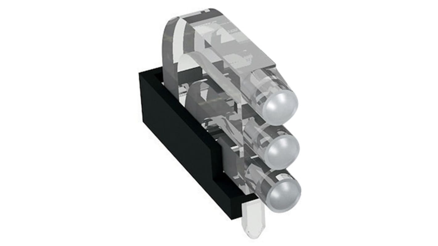 1296.2013 MENTOR, PCB Mounted 3-Way Right Angle LED Light Pipe, Tri-Level-Row Clear Dome Lens